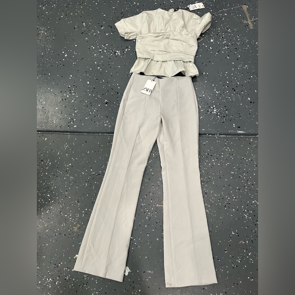 Zara Cream Peplum Pantsuit